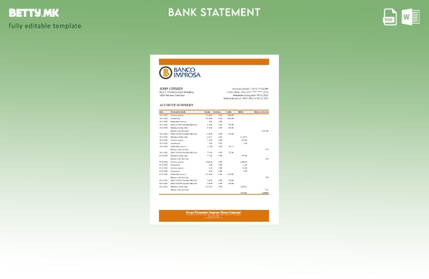 модерен стил Костарика Banco Improsa банкарски ексел шаблон